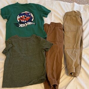 Kids Green T-Shirt and Brown Pants Set
